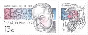 Stamp with Attached Label, Oldřich Kulhánek (1940-2013) - stamp designer, Czech Republic,  , Engravers, Famous People