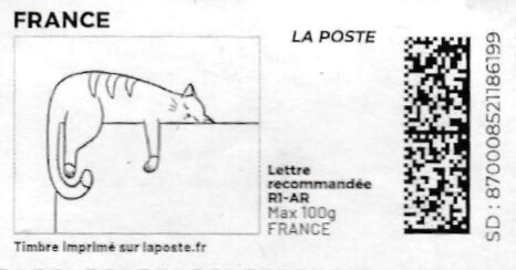Stamp, Cat 3. Redesign without laposte logo., France,  , Animals (Fauna), Cartoons, Cats, Mammals