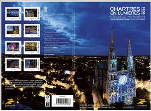 Mini Sheet, Chartres in Lights 2024, France,  , Art, Churches - Cathedrals - Basilicas - Chapels, Hotels, Museums, Night Views, Rivers