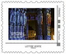 Stamp, Chartres in Lights 2024. Cathedral Notre Dame North Portal, France,  , Art, Churches - Cathedrals - Basilicas - Chapels, Night Views