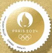 Stamp, Paris 2024. Gold medal, France,  , Medals and Marks of Honour, Olympic Games, Round Stamps, Sports
