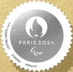 Stamp, Paris 2024. Silver medal, France,  , Medals and Marks of Honour, Olympic Games, Round Stamps, Sports