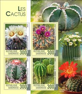 Mini Sheet, Cactus, Gabon,  , Cacti, Plants (Flora)