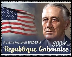 Stamp, Franklin Roosevelt, Gabon,  , Famous People, Heads of State, Politicians, Stamp Collectors