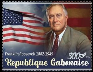 Stamp, Franklin Roosevelt, Gabon,  , Famous People, Heads of State, Politicians, Stamp Collectors