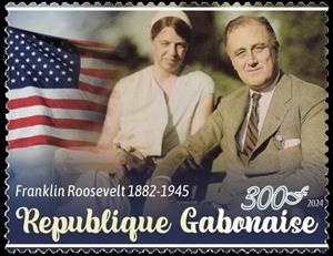 Stamp, Franklin Roosevelt, Gabon,  , Famous People, Heads of State, Politicians, Stamp Collectors