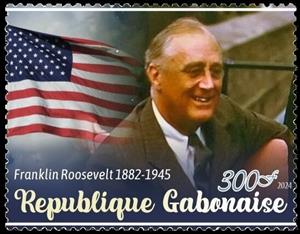 Stamp, Franklin Roosevelt, Gabon,  , Famous People, Heads of State, Politicians, Stamp Collectors