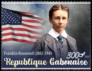 Stamp, Franklin Roosevelt, Gabon,  , Famous People, Heads of State, Politicians, Stamp Collectors