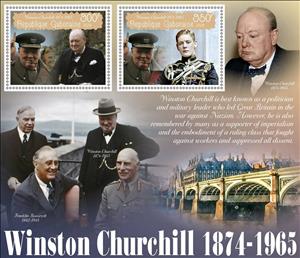 Mini Sheet, Winston Churchill, Gabon,  , Famous People, Politicians, Prime Ministers