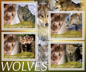 Mini Sheet, Wolves, Gabon,  , Animals (Fauna), Wolves