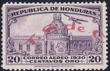 Stamp, National Palace, overprinted, Honduras,  