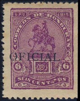 Stamp, Statue of Francisco Morazán overprinted, Honduras,  