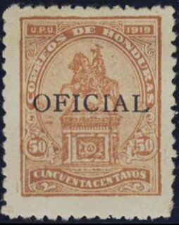 Stamp, Statue of Francisco Morazán overprinted, Honduras,  