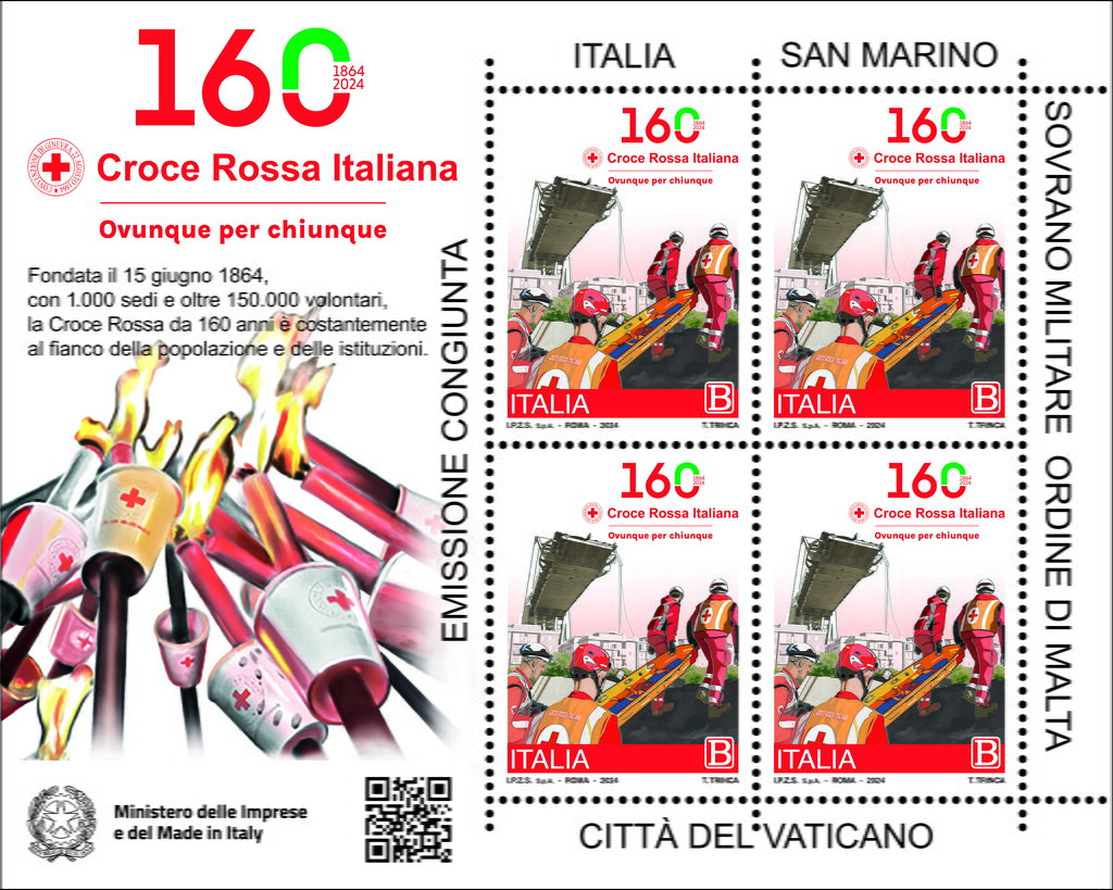 Mini Sheet, Red Cross of Italy, 160 Years, Italy,  , Joint Issues, Red Cross and Red Crescent