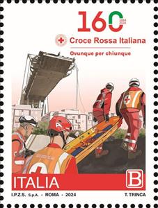 Stamp, Red Cross of Italy, 160 Years, Italy,  , Joint Issues, Red Cross and Red Crescent