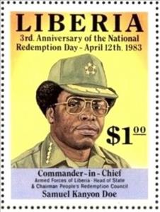 Stamp, Samuel Kanyon Doe, Liberia,  , Anniversaries and Jubilees, Heads of State (Military), Revolutionaries