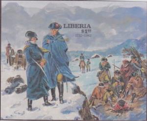 Stamp, Washington at Valley Forge, Liberia,  , Generals, Heads of State, Paintings, Snow