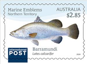 Stamp, Barramundi (Lates calcarifer), Australia,  , Animals (Fauna), Fishes, Sea Life