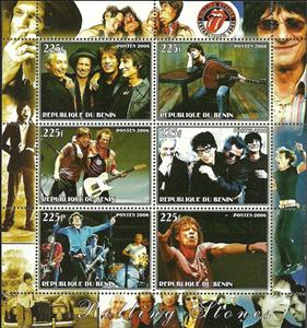 Mini Sheet, Rolling Stones, Benin,  , Famous People, Music, Musicians, Singers