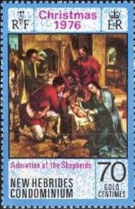 Stamp, Adoration of the Shepherds, Altarpiece, Vanuatu,  , Christmas, Paintings