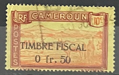 Stamp, Cattle Crossing a River, Cameroun,  , Animals (Fauna), Cattle, Landscapes, Mammals, Rivers