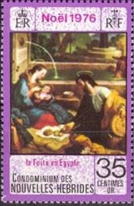 Stamp, Escape to Egypt by F.V.Lusitano, Vanuatu,  , Christmas, Paintings