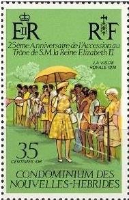Stamp, Queen Elisabeth II. In the New Hebrides, Vanuatu,  