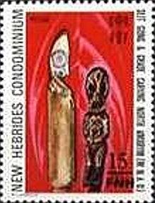Stamp, Former Issue with Overprint of New Currency and Value, Vanuatu,  , Crafts