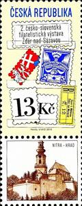 Stamp with Attached Label, Collage with stamp Dove 5h, Czech Republic,  , Philatelic Exhibitions, Philately, Stamps