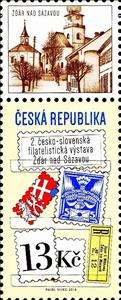 Stamp with Attached Label, Collage with stamp Dove 5h, Czech Republic,  , Philatelic Exhibitions, Philately, Stamps