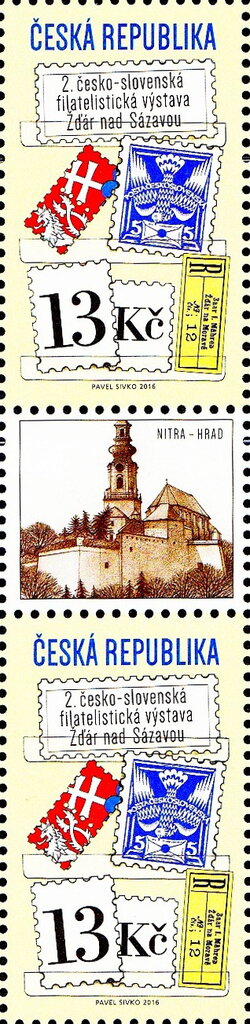 Gutter Pairs, Collage with stamp Dove 5h, Czech Republic,  , Philatelic Exhibitions, Philately, Stamps