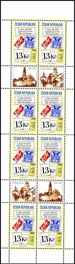 Booklet Pane, Collage with stamp Dove 5h, Czech Republic,  , Philatelic Exhibitions, Philately, Stamps