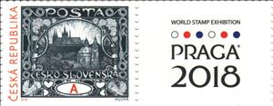 Stamp with Attached Label, Heritage of Czech Philatelic Design : Mucha's Hradcany, Czech Republic,  , Buildings, Castles, Churches - Cathedrals - Basilicas - Chapels, Philatelic Exhibitions, Stamps, Stylized Animals