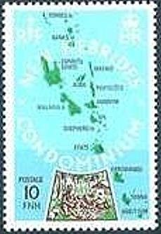 Stamp, Overall Map of the New Hebrides, Vanuatu,  , Maps
