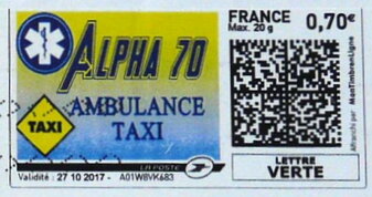 Stamp, Alpha 70 Ambulance Taxi, France,  , Healthcare, Taxis, Vehicles