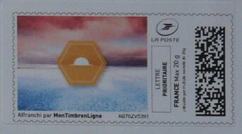 Stamp, Red sky, Sun set in Hexagon, France,  , Clouds, Sunsets / Sunrises, Weather