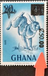 Stamp, Cape Hare (Lepus capensis) - 50 cedis on 1 cedi on 20 Np, Ghana,  , Animals (Fauna), Hares, Mammals