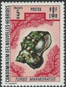 Stamp, Marble Top Shell (Turbo marmoratus), Vanuatu,  , Crafts