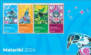 Souvenir Sheet, Matariki Festival 2024, New Zealand,  , Birds, Stylized Animals