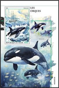 Souvenir Sheet, Orcinus orca, Niger,  , Dolphins, Sea Life