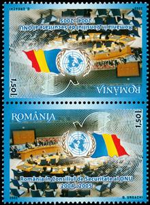 Tete-Beche, Romania in the UN Security Council, Romania,  , Flags, Peace Doves, U.N.O.