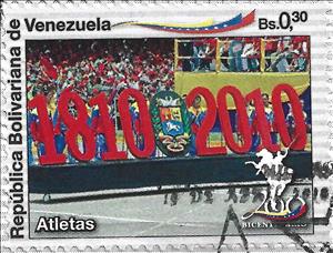 Stamp, Military Parade, Athletes, Venezuela,  , Anniversaries and Jubilees, Army, Sports