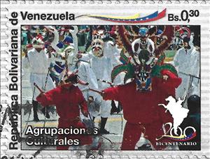 Stamp, Military Parade, Cultural Groups, Venezuela,  , Anniversaries and Jubilees, Culture