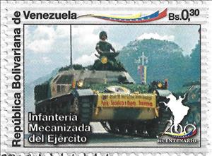 Stamp, Military Parade, Mecanized Infantry Tank, Venezuela,  , Anniversaries and Jubilees, Military Forces, Tanks