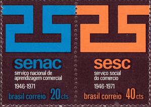 Se-tenant, 25th Anniversary of SENAC, Brazil,  , Anniversaries and Jubilees