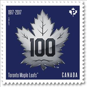 Stamp, 100th Anniv. of Toronto Maple Leafs ® - Logo, Canada,  , Anniversaries and Jubilees, Ice Hockey, Leaves, Round Stamps, Sports, Winter Sports