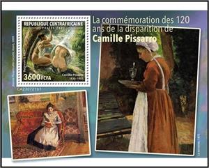 Souvenir Sheet, Camille Pissarro (1830–1903), Central African Republic,  , Anniversaries and Jubilees, Painters