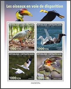 Mini Sheet, Endangered Birds, Central African Republic,  , Birds