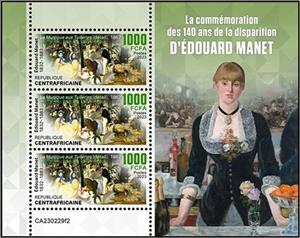 Mini Sheet, Music in the Tuileries (1862), Central African Republic,  , Anniversaries and Jubilees, Painters