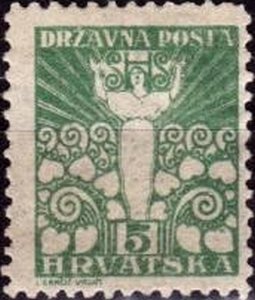 Stamp, Symbols of Liberty: Peace Angel, Croatia - Kingdom of Serbs, Croats & Slovenes,  , Angels